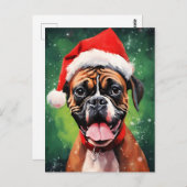 Deutsche Boxer Weihnachtsmalerei Postkarte (Vorne/Hinten)