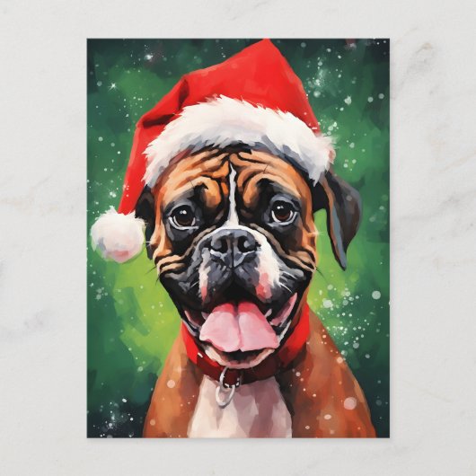 Deutsche Boxer Weihnachtsmalerei Postkarte (Vorderseite)