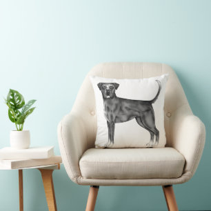 Deutsche Boxerdog-Illustration in Schwarz und Weiß Kissen