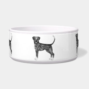 Deutsche Boxerdog-Illustration in Schwarz und Weiß Napf