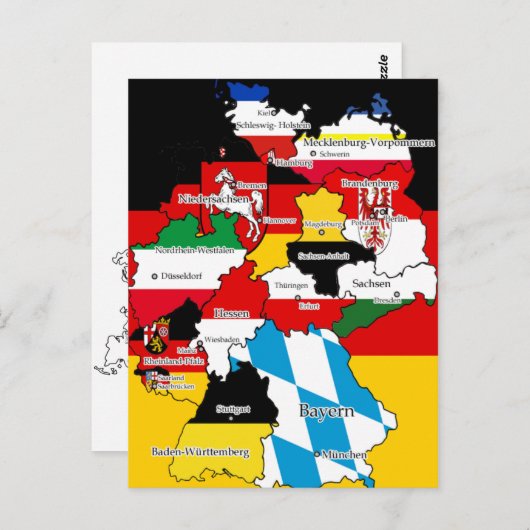 Deutsche Bundesländer Postkarte (Vorne/Hinten)