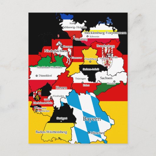 Deutsche Bundesländer Postkarte (Vorderseite)