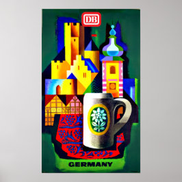 Deutsche Bundesstaatliche Eisenbahn-Reiseplakat Poster