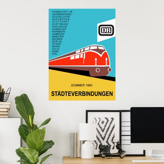 Deutsche Bundesstaatliche Eisenbahn Vintage Reisep Poster (Heimbüro)