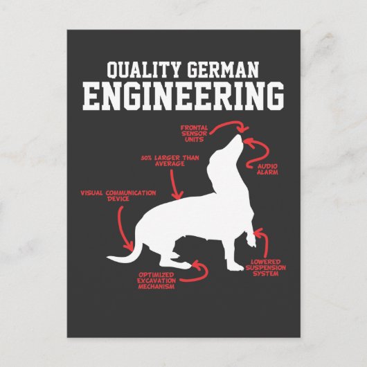 Deutsche Dackel Hund Weiner Engineering Funny Pupp Postkarte (Vorderseite)