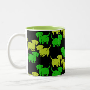 Deutsche Dackel-Hundsmuster Zweifarbige Tasse