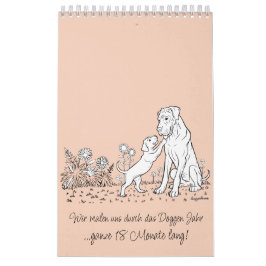 Deutsche Dogge 18-Monate Ausmalen Personalisiert Kalender