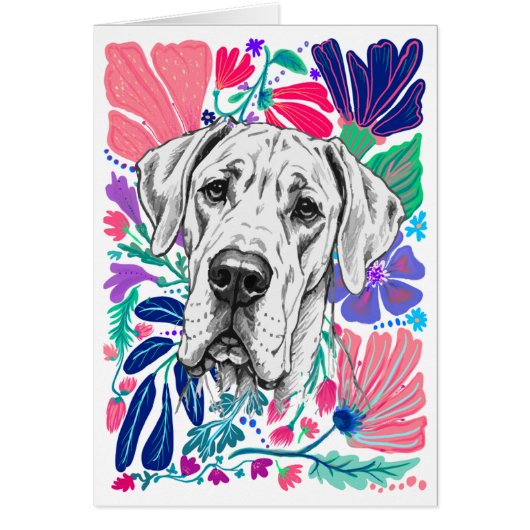 Deutsche Dogge abstrakte florale Einladung  (Vorne)