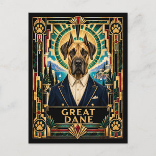 Deutsche Dogge, Art Deco Hund Postkarte