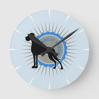 Deutsche Dogge auf blau elegant Runde Wanduhr