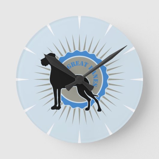 Deutsche Dogge auf blau elegant Runde Wanduhr (Vorderseite)
