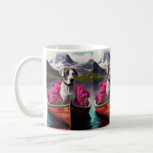 Deutsche Dogge auf einem Paddel: Ein landschaftlic Kaffeetasse