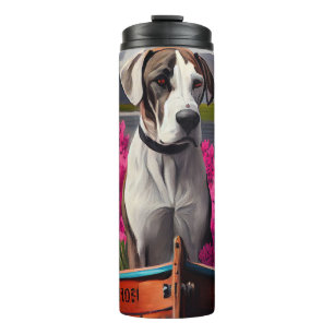Deutsche Dogge auf einem Paddel: Ein landschaftlic Thermosbecher