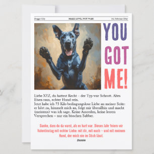 Deutsche Dogge Beste Freundin Valentinstag Zeitung Feiertagskarte