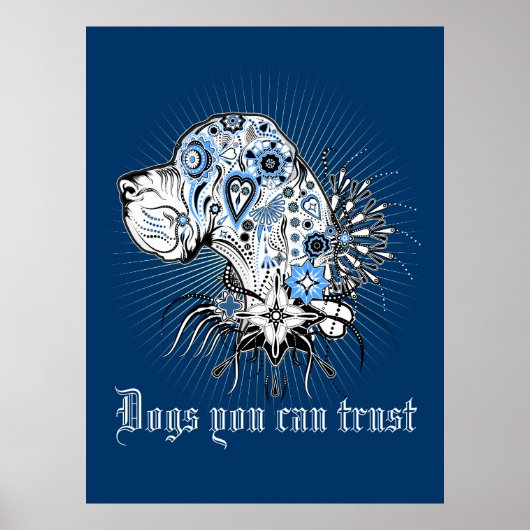 Deutsche Dogge Black Heart Poster (Vorne)