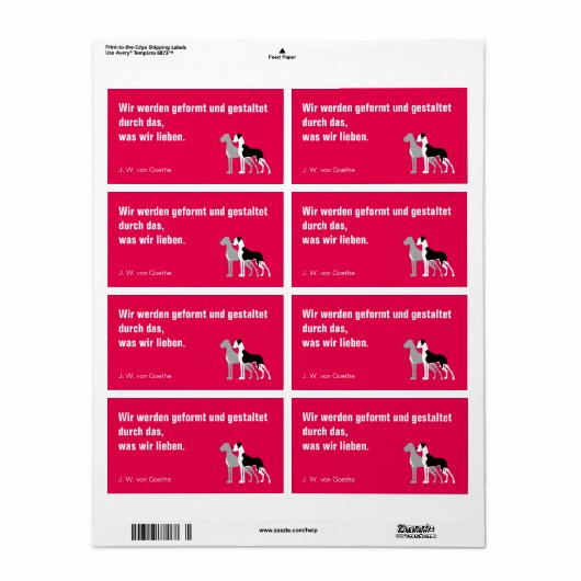 Deutsche Dogge Briefaufkleber (Vorne)