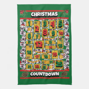 Deutsche Dogge Countdown Weihnachten Adventskalend Geschirrtuch