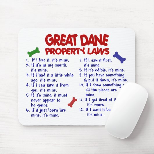 DEUTSCHE DOGGE Eigentums-Gesetze 2 Mousepad (Mit Mouse)