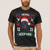 Deutsche Dogge frohe Woofmas Weihnachten T-Shirt (Vorderseite)