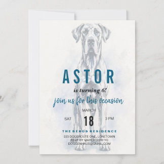 Deutsche Dogge Geburtstagseinladung Aquarellmalere Einladung