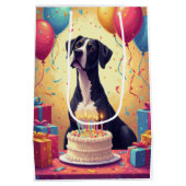 Deutsche Dogge Geburtstagsfeier Mittlere Geschenktüte (Rückseite)