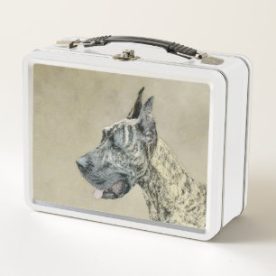 Deutsche Dogge (Gescheckt) Malerei - Originale Hun Metall Brotdose