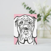 Deutsche Dogge Gesicht Postkarte (Stehend Vorderseite)
