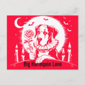Deutsche Dogge "GROSSE LIEBE" Postkarte (Vorderseite)