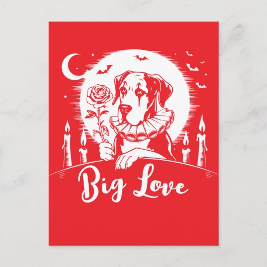 Deutsche Dogge "GROSSE LIEBE" Postkarte (Vorderseite)