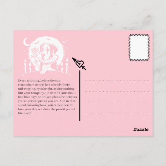 Deutsche Dogge "GROSSE LIEBE" Postkarte (Rückseite)