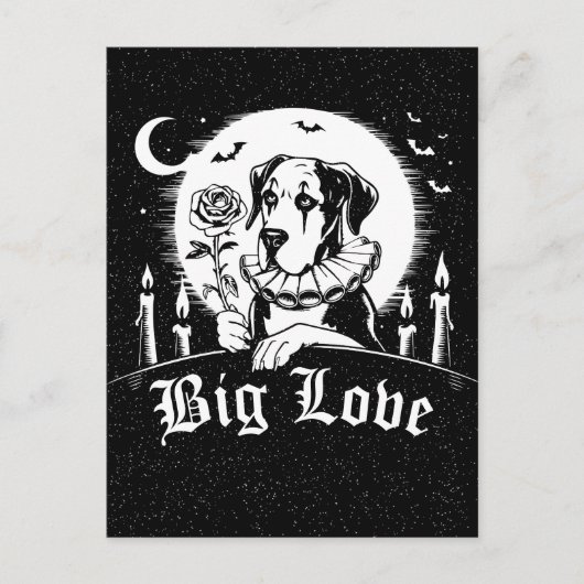 Deutsche Dogge "GROSSE LIEBE" Postkarte (Vorderseite)