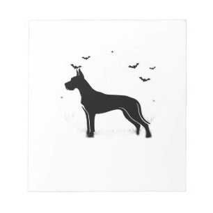 Deutsche Dogge Halloween Mond Silhouette Klassiker Notizblock