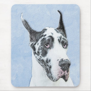 Deutsche Dogge (Harlekin) Malerei - Originale Hund Mousepad