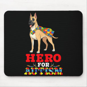 Deutsche Dogge Held für Autismus-Bewusstsein Akzep Mousepad