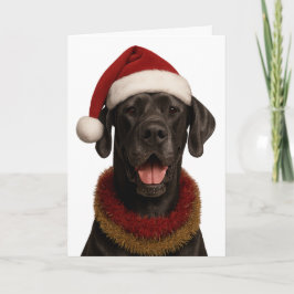 Deutsche Dogge in einem Weihnachtsmannhut Weihnach Karte