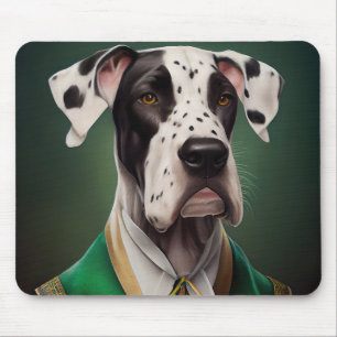 Deutsche Dogge in St. Patrick's Day Kleid Mousepad