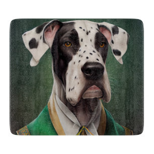 Deutsche Dogge in St. Patrick's Day-Kleid  Schneidebrett