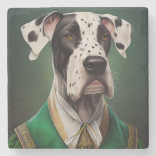 Deutsche Dogge in St. Patrick's Day Kleid Steinuntersetzer