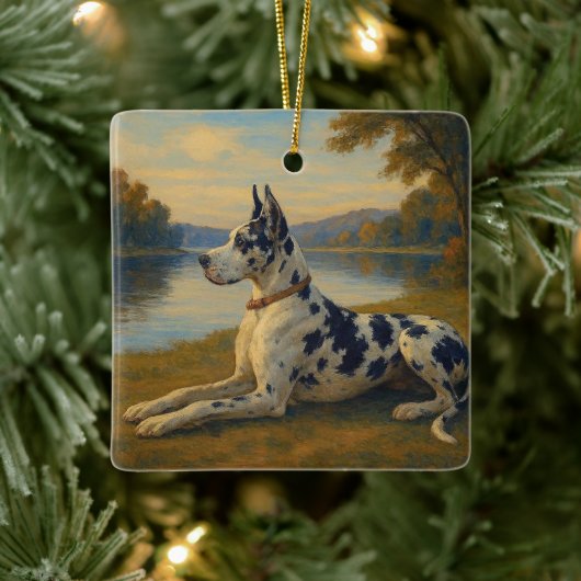 Deutsche Dogge Keramikornament (Baum)
