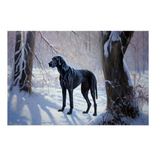 Deutsche Dogge Lass es schneien Weihnachten Poster