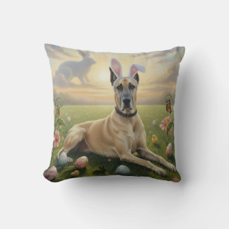 Deutsche Dogge mit Hasenohren Ostern Frühlingswies Kissen