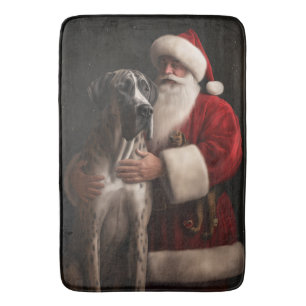 Deutsche Dogge mit Weihnachtsmann Festliches Weihn Badematte