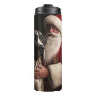 Deutsche Dogge mit Weihnachtsmann Festliches Weihn Thermosbecher