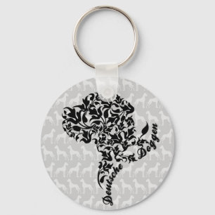 Deutsche Dogge Portrait aus Blättern  Schlüsselanhänger