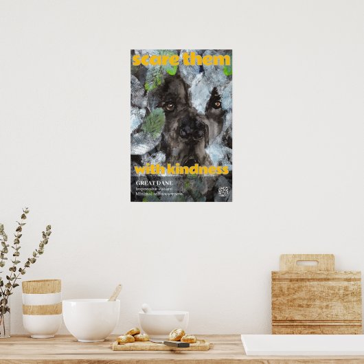 Deutsche Dogge Poster Erschrecken Sie sie mit Freu (Küche)