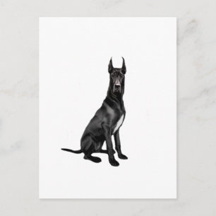 Deutsche Dogge - Schwarz (gestutzte Ohren) Postkarte