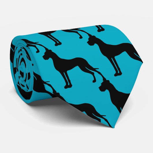 Deutsche Dogge schwarze Silhouette Krawatte (Gerollt)