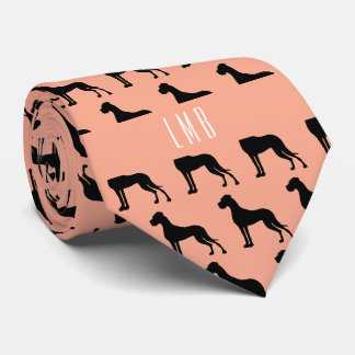 Deutsche Dogge schwarze Silhouette Monogramm Krawatte