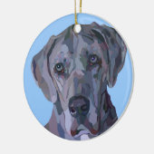 Deutsche Dogge silberne Merle Verzierung Keramik Ornament (Links)