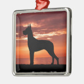 Deutsche Dogge Silbernes Ornament (Links)